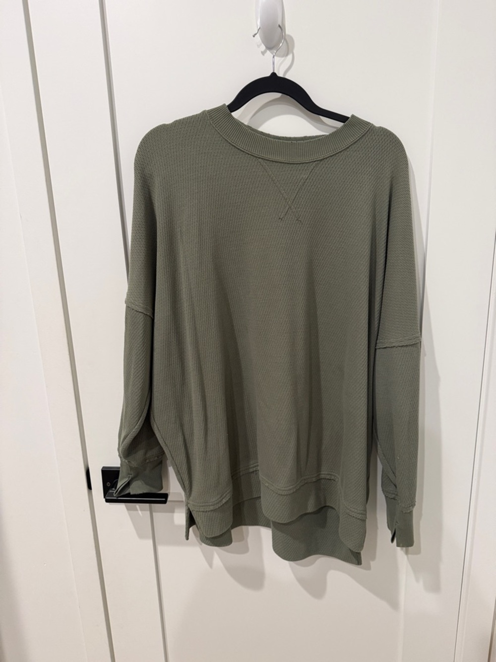 aerie Olive Green Waffle Knit Sweatshirt